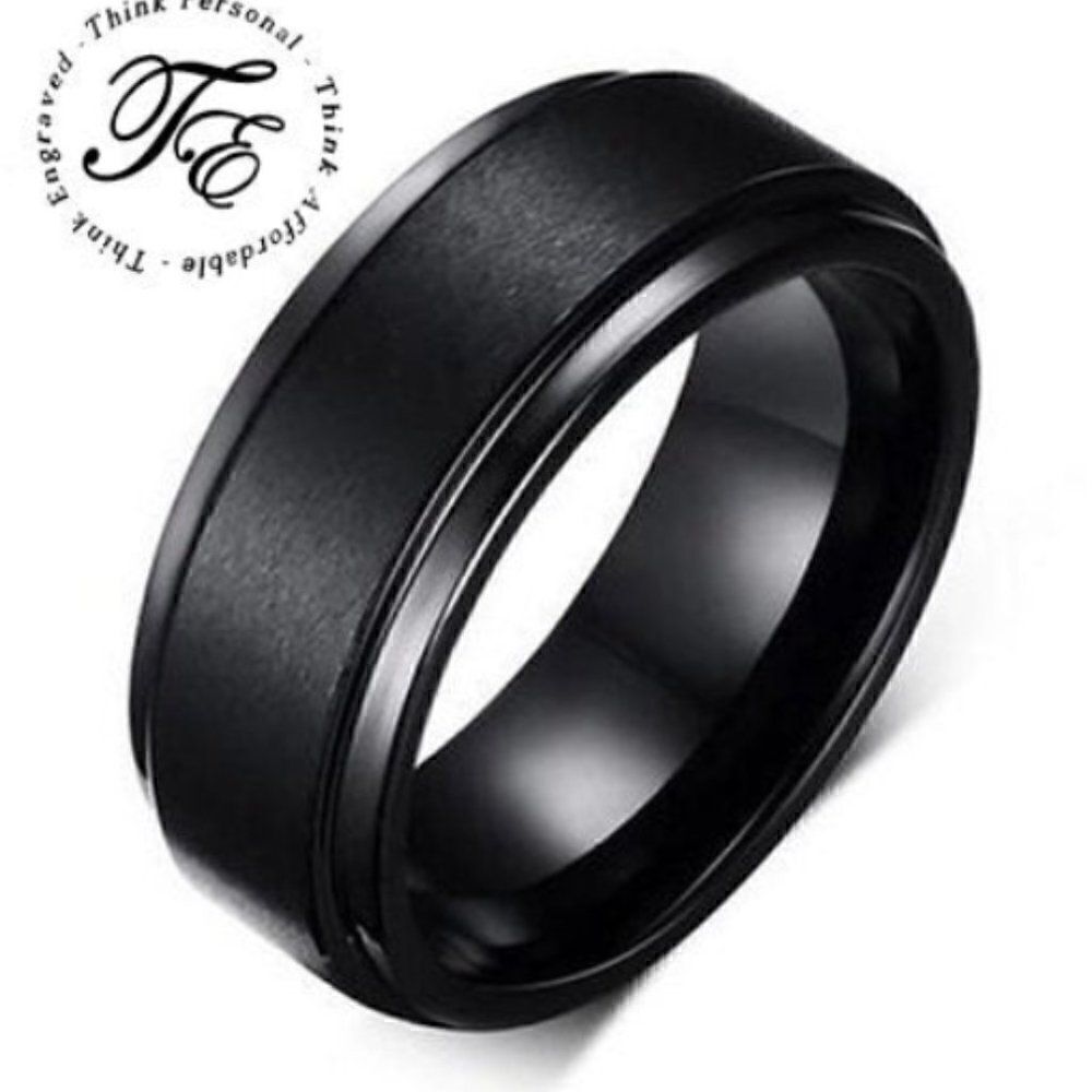 Men's Matte Black Wedding Ring Band - Matte Black Wedding Ring For Guys